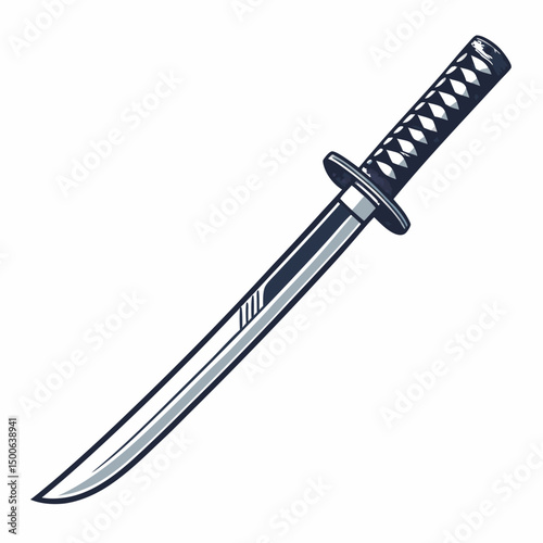Create a vector illustration of a stealth katana sword with a bold, black stroke.  The design should be sharp and impactful.