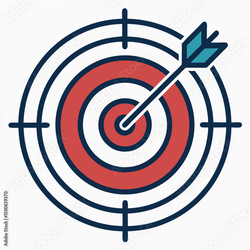 Create a vector illustration of a bold-stroked target icon incorporating augmented reality (AR) elements.  Design should be clean and modern.