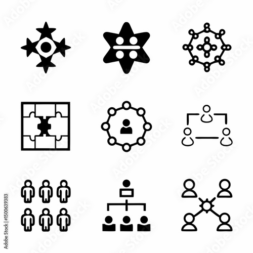 Create a bold vector illustration depicting a diverse team collaboratively working together, emphasizing strong outlines and impactful visuals.