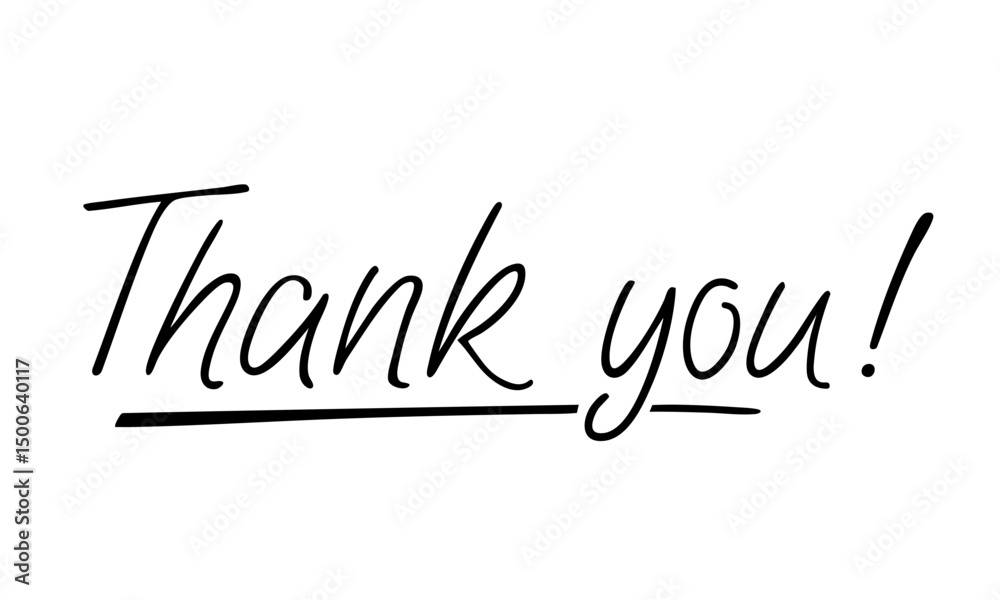 Fototapeta premium Elegant handwritten Thank You. message, perfect for greeting cards, invitations, or any design needing a personal touch
