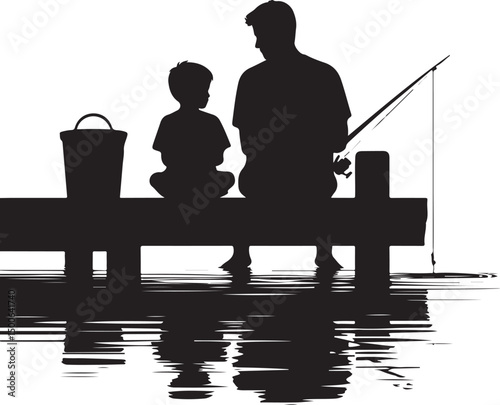 Dad and Son Fishing Pier SVG Clipart