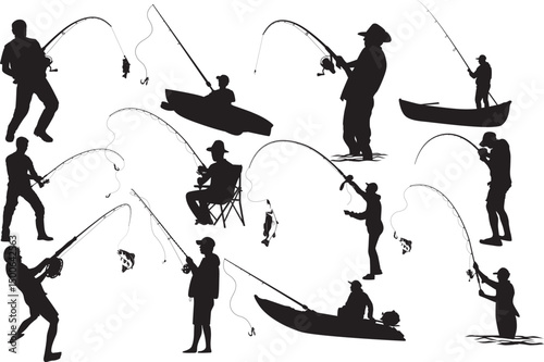 Fly Fisherman, Lake Fishing, Fishermen Silhouette, Fly Fishing, Man Fishing Lake