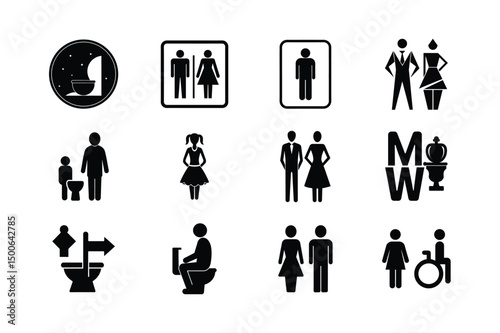 Business people icon set vector silhouette illustration with man and woman symbol
