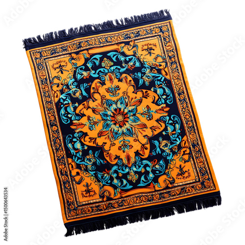 Luxurious Beach Towel with Intricate Orname Pattern Isolated on Transparent Background