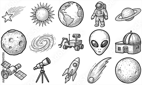 Hand Drawn Astronomy Space Set
