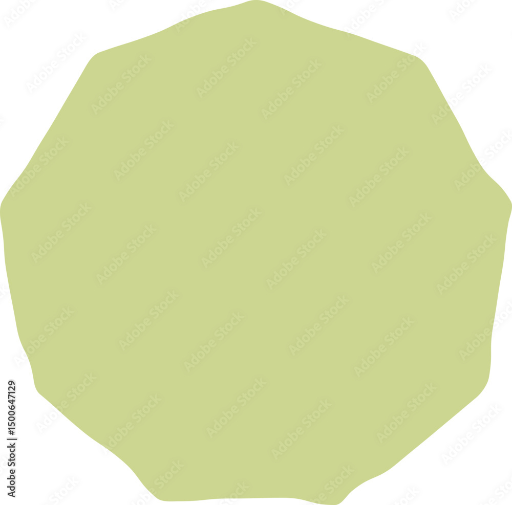 Abstract polygonal shape with olive green solid color filling.