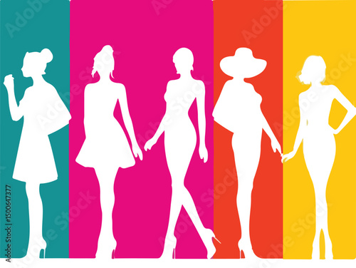 Silhouette illustration of a fashionable woman, showcasing elegant lines and a stylish pose..eps
