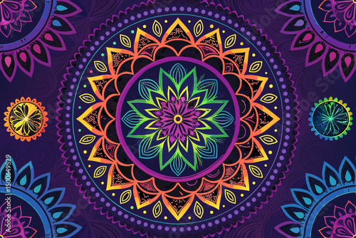 Vivid rainbow fractal embedded within a swirling vortex of psychedelic geometric doodles; vibrant, trippy, and intensely colorful.