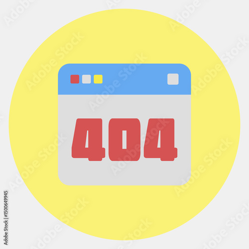 Icon error 404. Internet network elements. Icon in color mate style.