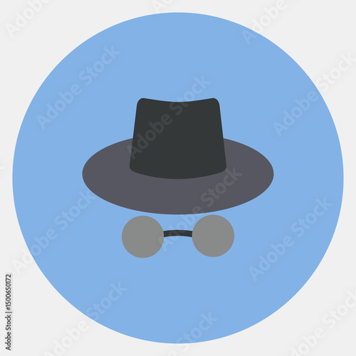Icon incognito mode. Internet network elements. Icon in color mate style.