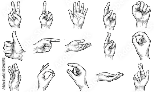 Hand Drawn Human Hand Gestures