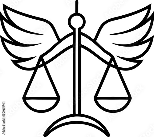 Gold vector scales of justice symbol illustration for legal court law and equality