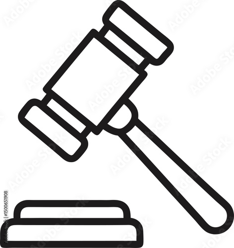 Judge's Gavel Striking Sound Block in Black Silhouette