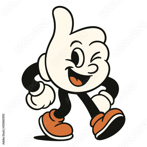 Confident Thumbs Up Hand Cartoon Character Winking