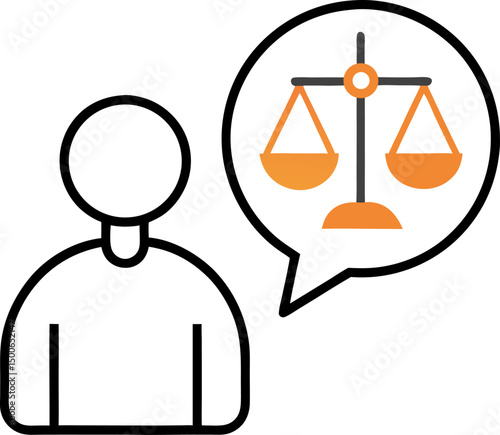 Balance and equality represented by the scales of justice icon, a legal symbol of law and finance