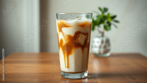 Wallpaper Mural Barista-Made Iced Latte with Milk and Espresso Blend in Glass � Refreshing Beverage Image for Menu Design and Digital Marketing Use Torontodigital.ca