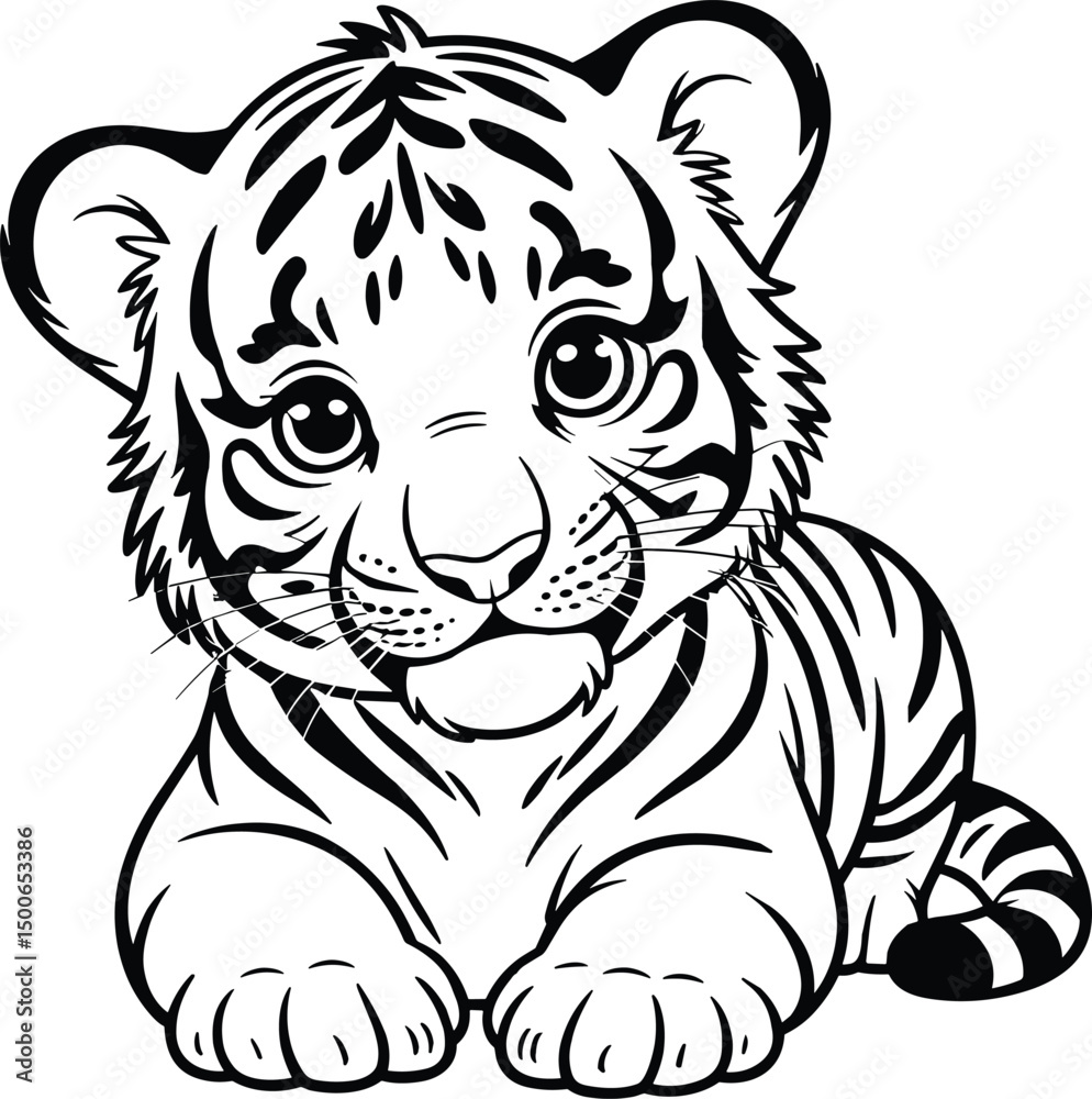 Fototapeta premium Powerful Tiger Face in Mandala Style – Detailed Vector Clipart, High Quality Tiger Vector – Premium Wildlife Illustration for Adobe Stock