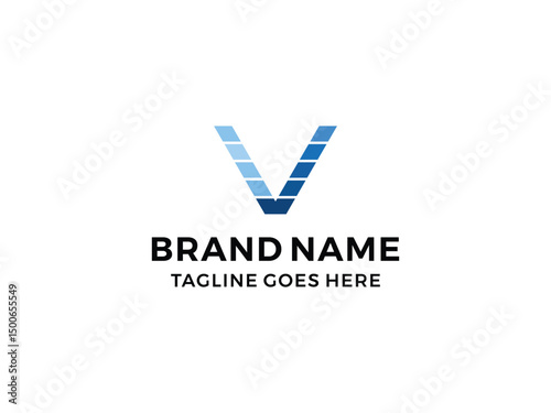 Technology letter V logo design vector, isolated on transparent background