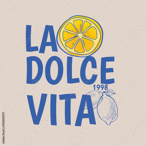 La Dolce Vita poster, Positano poster, Italy poster. Lemon, blue Mediterranean vibes poster. Fruit Market. Summer club. 