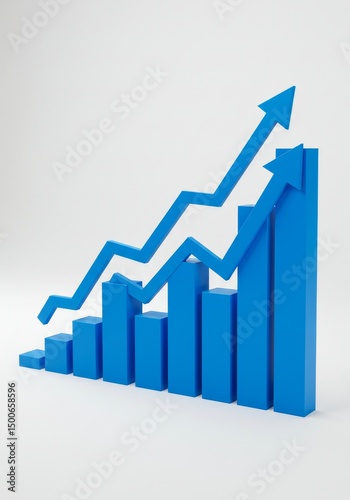 3D Illustration of Blue Growth Chart with Arrows Rising on White Background Free Download 3D Illustration of Blue Growth Chart with Arrows Rising on White Background - GFXLoad