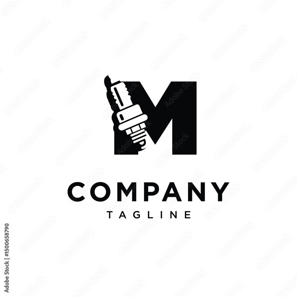 Fototapeta premium Letter M Spark Plug Logo Icon Vector