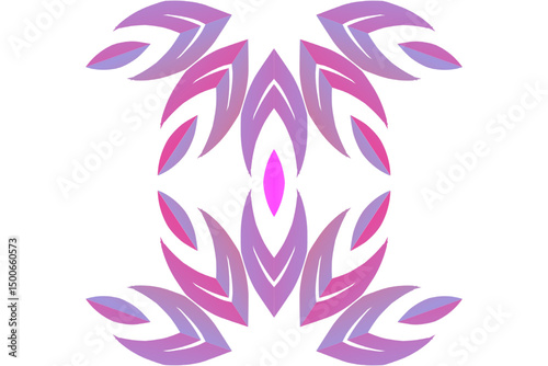 Beautiful glow colour caleidoscope gradient flower line art pattern wallpaper of indonesian traditional abstract batik ethnic dayak ornament for commercial ads