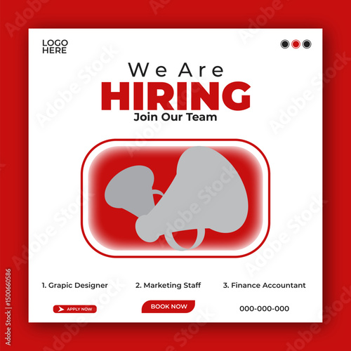 We are hiring job vacancy social media banner or Instagram post template