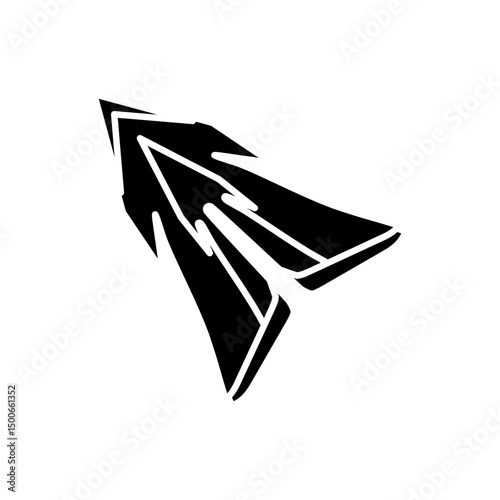 Paper plane doodle icon vector in black fill silhouette style. Perfect for mail, travel, message, or flight themes. Editable EPS for playful and modern design.