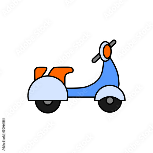 Classic scooter doodle icon vector in lineal color style. Editable EPS perfect for transport, vintage, mobility, and travel-themed design projects.