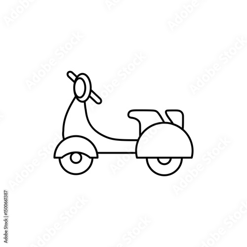 Classic scooter doodle icon vector in outline style. Editable EPS perfect for transport, vintage, mobility, and travel-themed design projects.