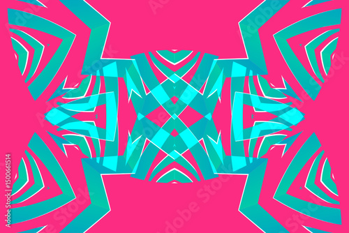Beautiful glow colour caleidoscope gradient flower line art pattern wallpaper of indonesian traditional abstract batik ethnic dayak ornament for commercial ads