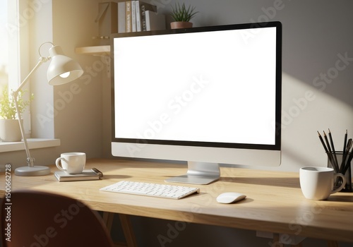 A Photo Of Modern Workspace With Computer Keyboard and Accessories