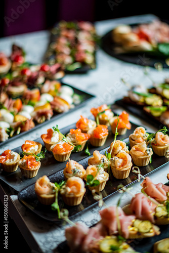 A colorful array of gourmet appetizers, beautifully arranged for an evening celebration