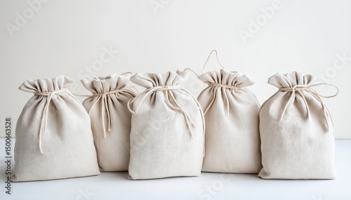 Natural Linen Fabric Bags Tied for Eco-friendly Gifts and Sustainable Packaging