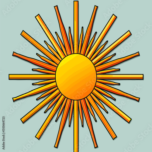 Stylized Sunburst Design Element: Warm Golden Hues