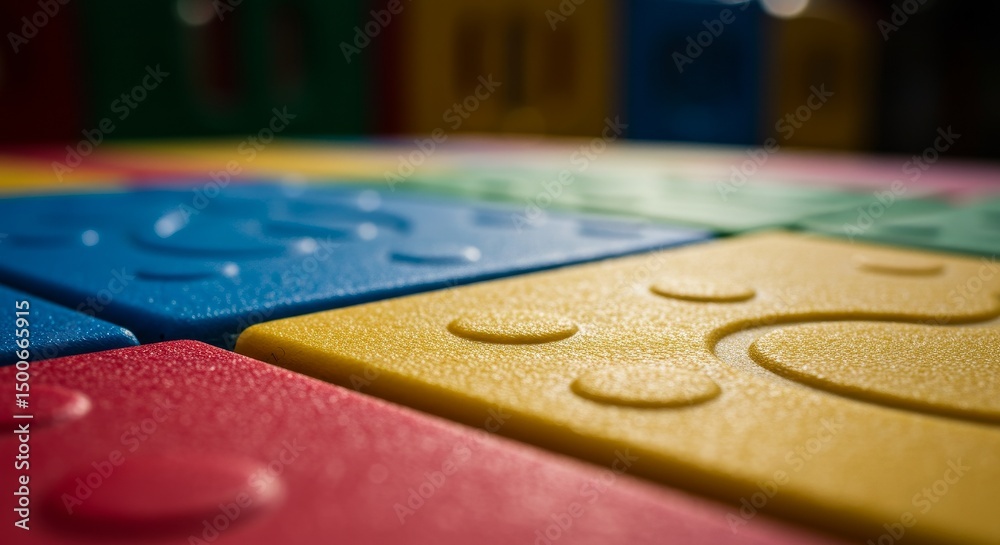 Fototapeta premium Abstract Geometric Pattern Photo of Interlocking Colorful Squares with Texture