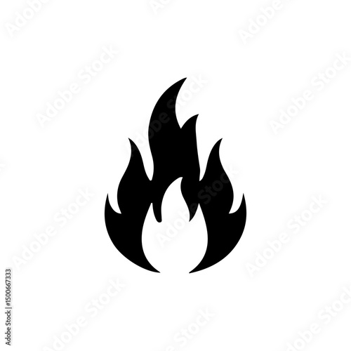 Fire black silhouette icon .simple fire icon