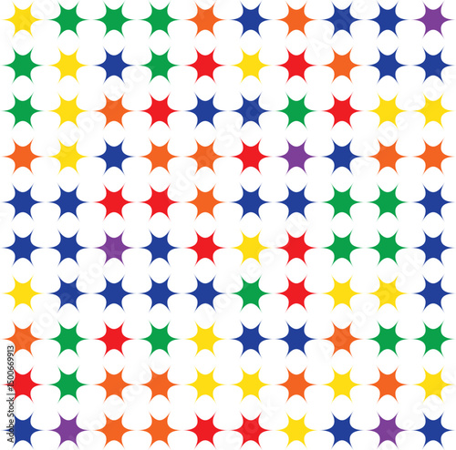 Colorful Starburst Pattern: A vibrant array of starburst shapes dance across the canvas, their colors reflecting a spectrum of emotion and energy, symbolizing creativity and infinite possibilities.
