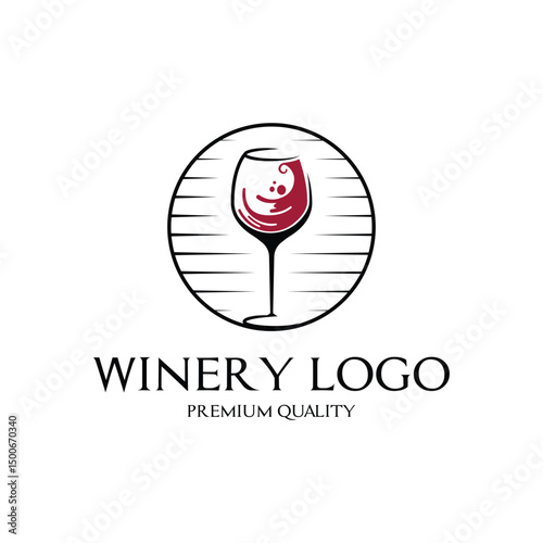 wine glass logo design concept vector label circle