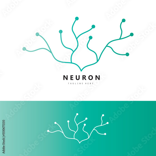 Neuron logo or brain nerve cell logo design, template icon, molecule, atom, brain cell, logo illustration template with vector concept