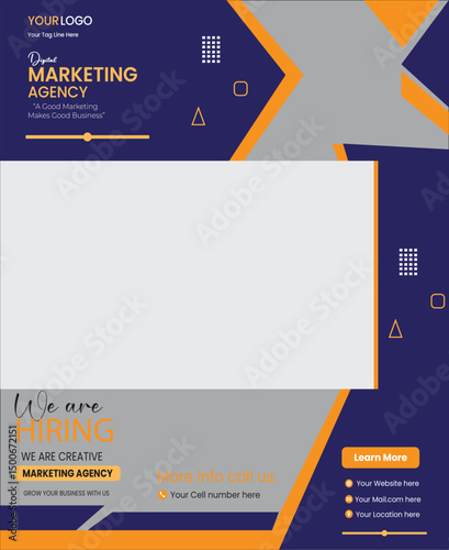 We are hiring marketing agency advertisement social media poster design vector templates