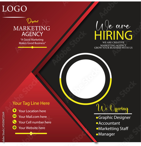 We are hiring marketing agency advertisement social media poster design vector templates