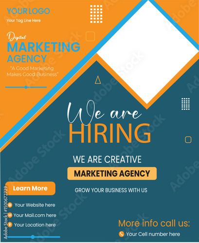 We are hiring marketing agency advertisement social media poster design vector templates