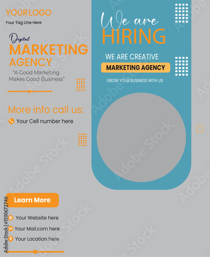 We are hiring marketing agency advertisement social media poster design vector templates