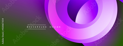Abstract purple lines create dynamic flow. Gradient shades transition from violet to green. Modern design element for backgrounds.