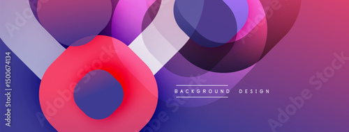 Abstract vibrant shapes overlap, creating dynamic purple, pink gradients. Modern design feels energetic, fluid. Background suggests innovation, creativity.