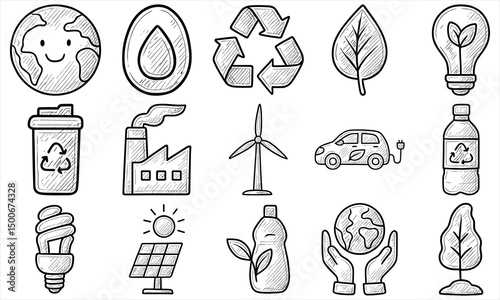 Hand Drawn Eco Environment Icons