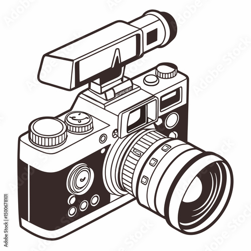old camera isolated on white