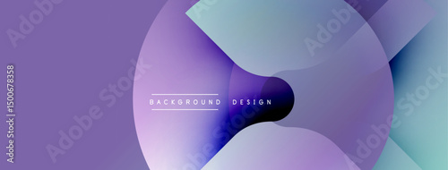 Abstract gradients overlap, creating dynamic visual flow. Purple, blue hues dominate composition. Minimal text present. Modern design element.