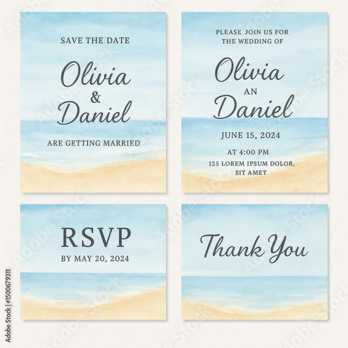 Beach Wedding Invitation Set